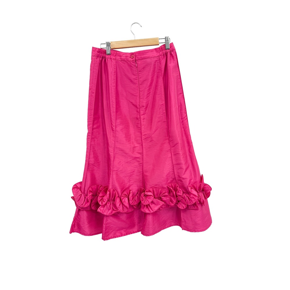 Ashro Skirt Women Sz 8 Pink Ruffle Hem Maxi Taffeta Shimmer Formal Evening Wear